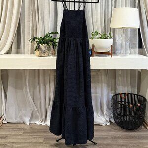 Scotch & Soda Black Textured Maxi Dress | Summer Tiered | Medium